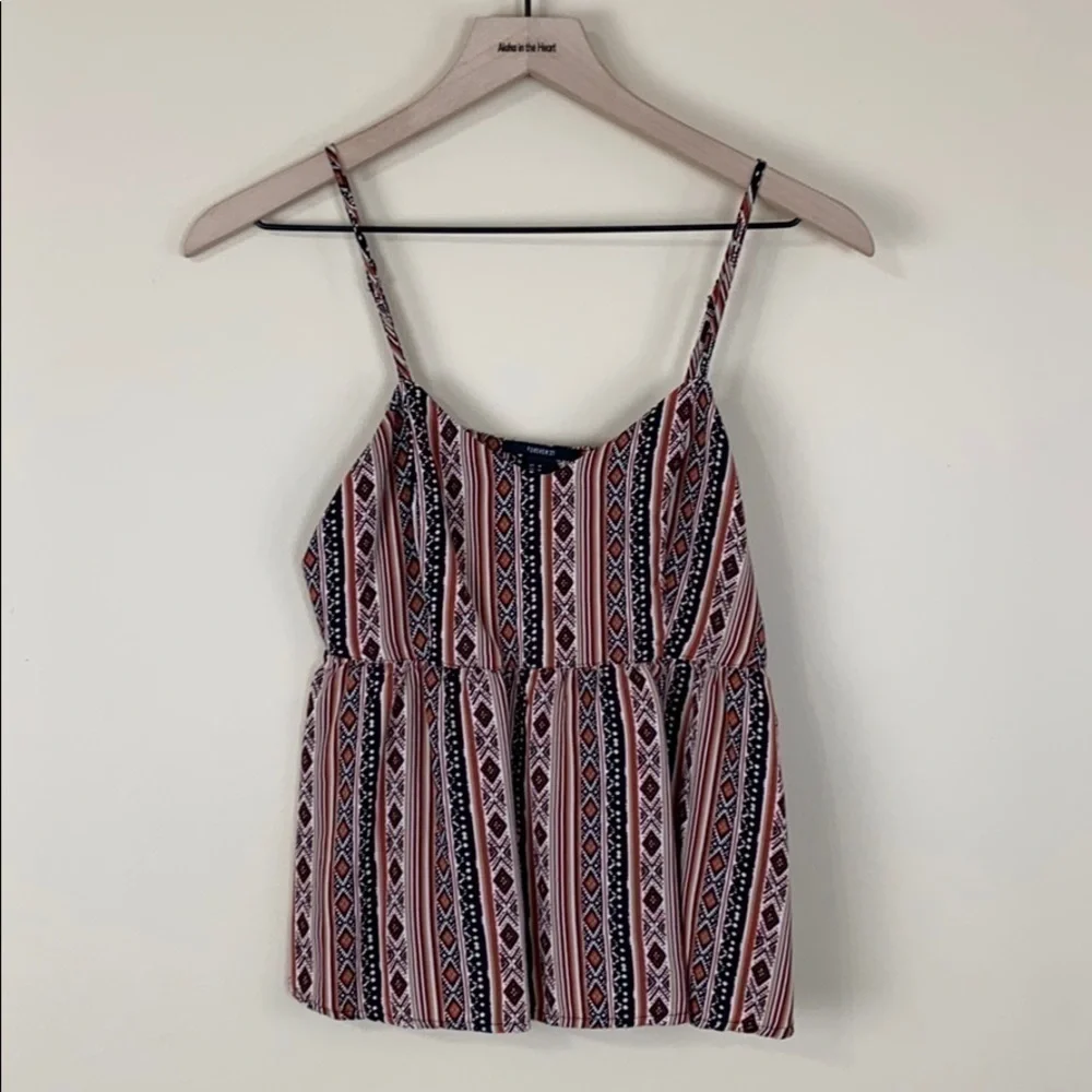 slightly cropped aztec print tank - Picture 2 of 6